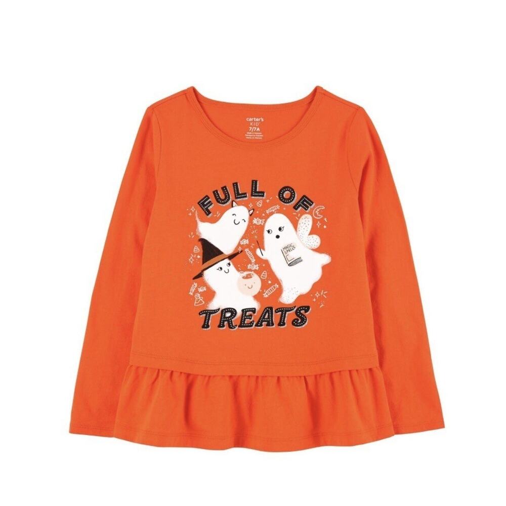Carter’s girls Full Of Treats Peplum Tee Sz. 8 orange NWT